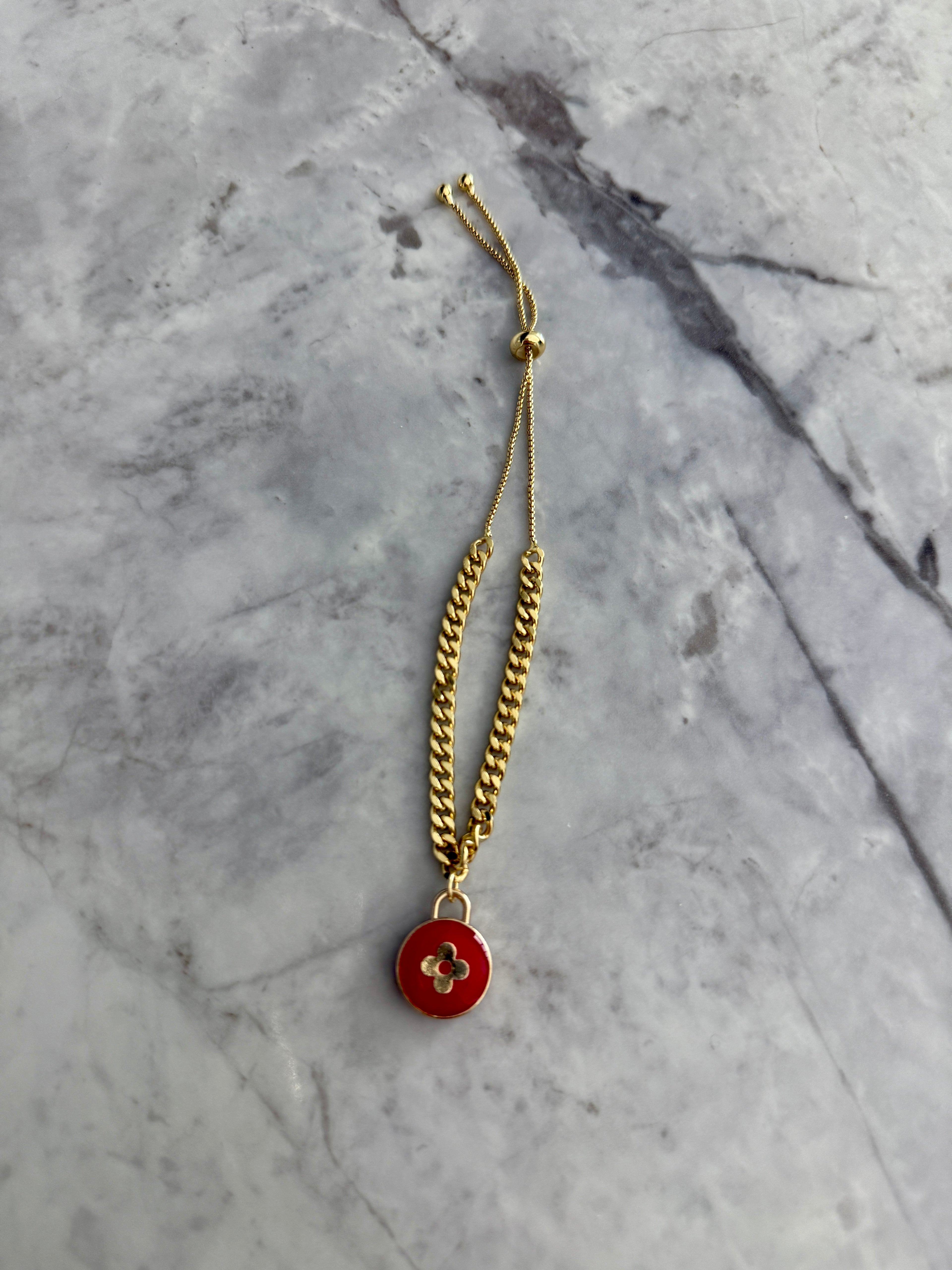 Iconic Cherry Red Clover Bracelet