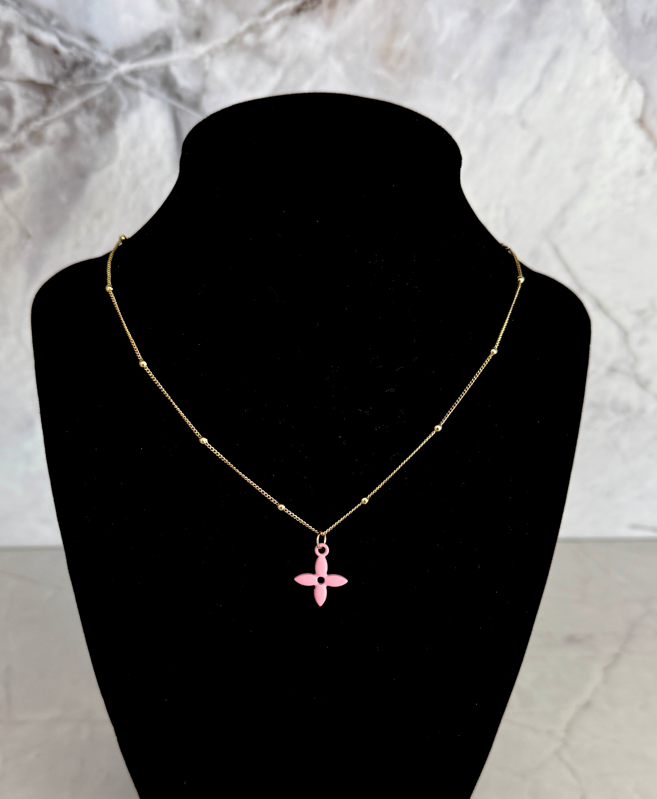 Pink Flower Iconic Charm Necklace
