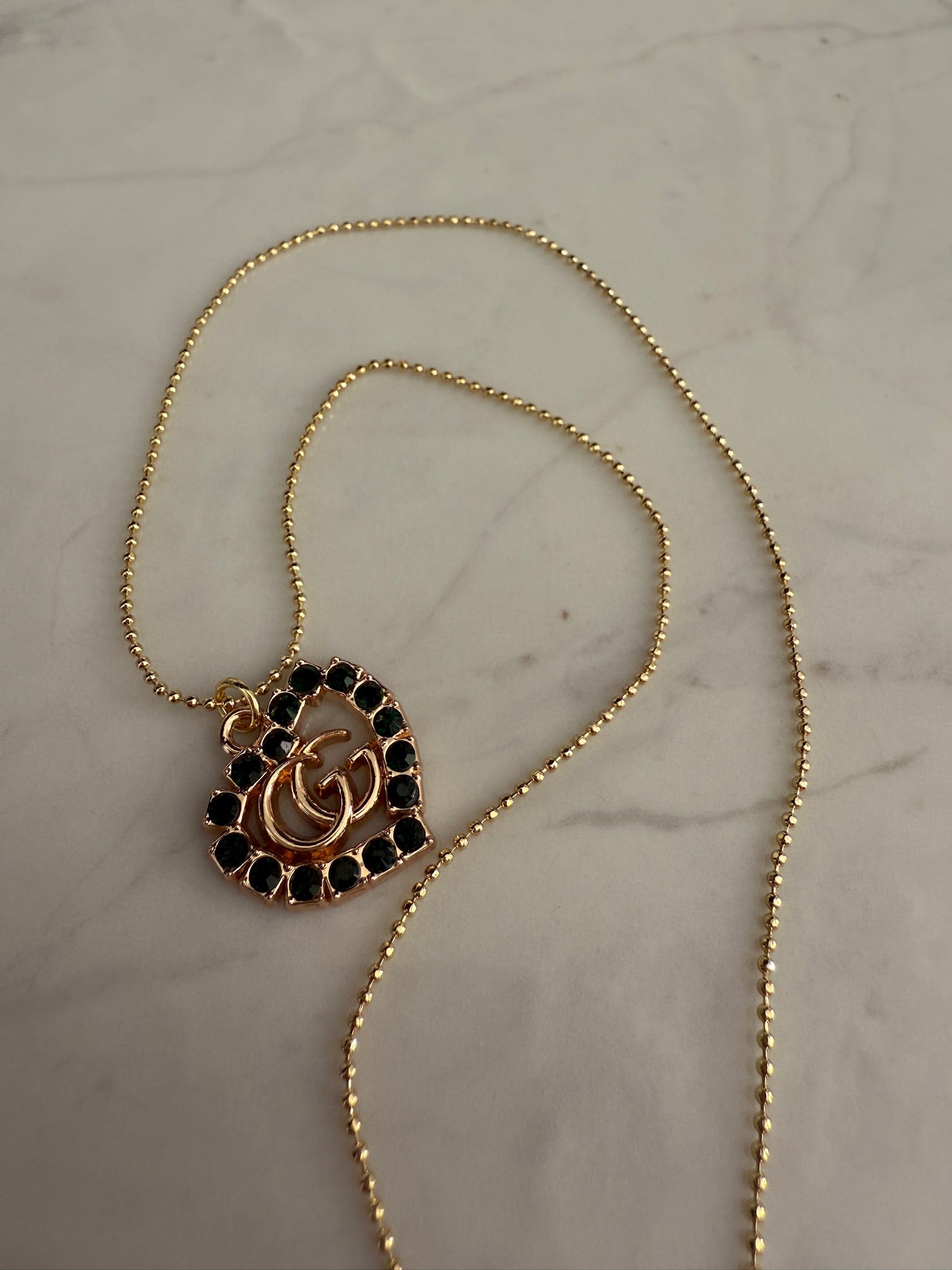 Eva Deep Green Rhinestone Necklace