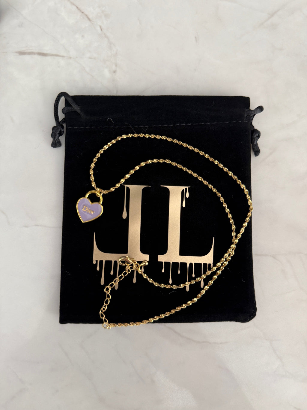 J'adore Purple Heart Charm Necklace