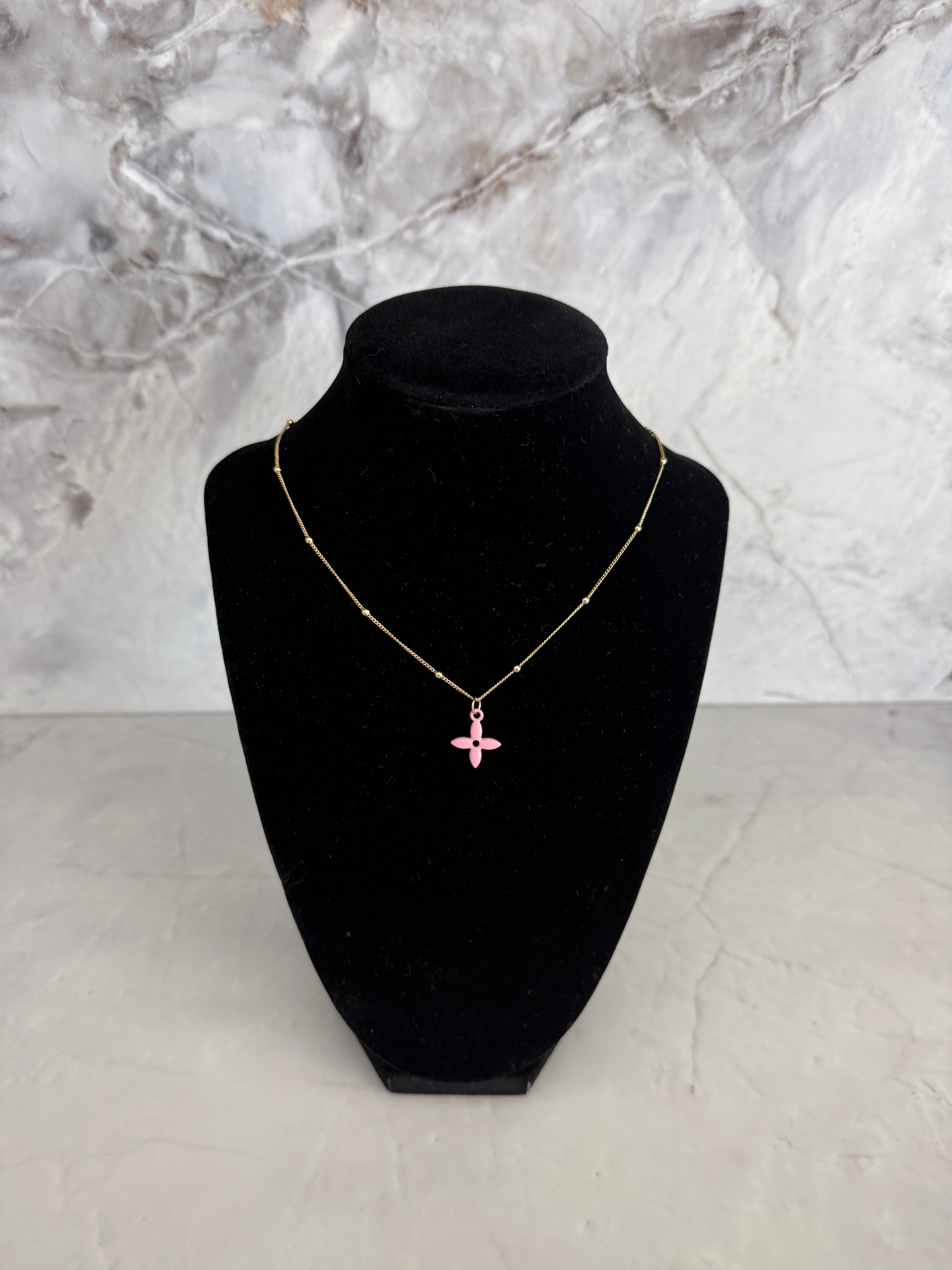Pink Flower Iconic Charm Necklace