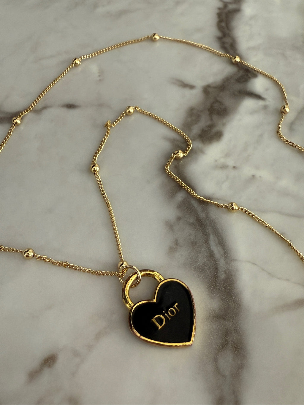 J'adore Black Heart Charm Necklace