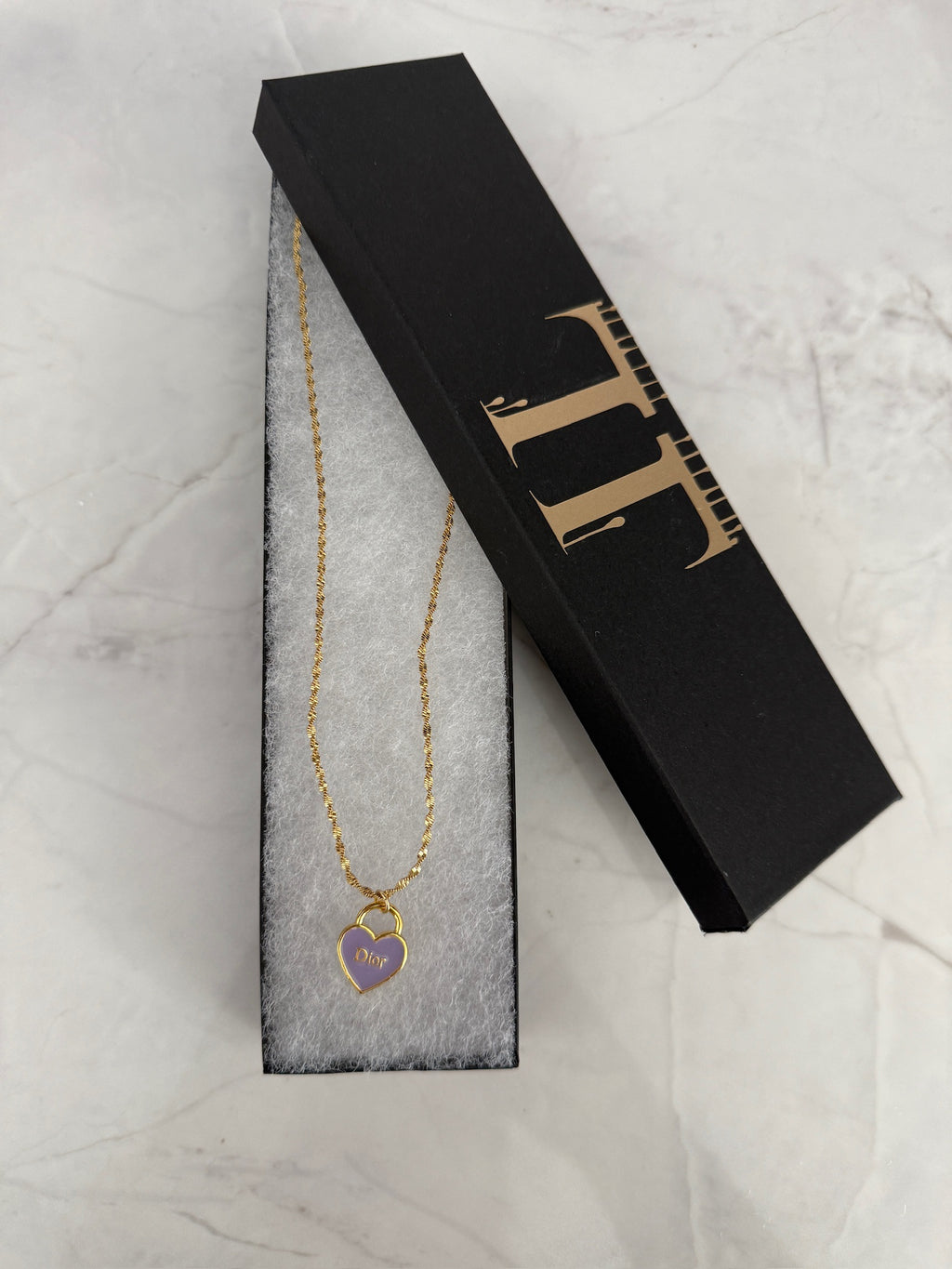 J'adore Purple Heart Charm Necklace
