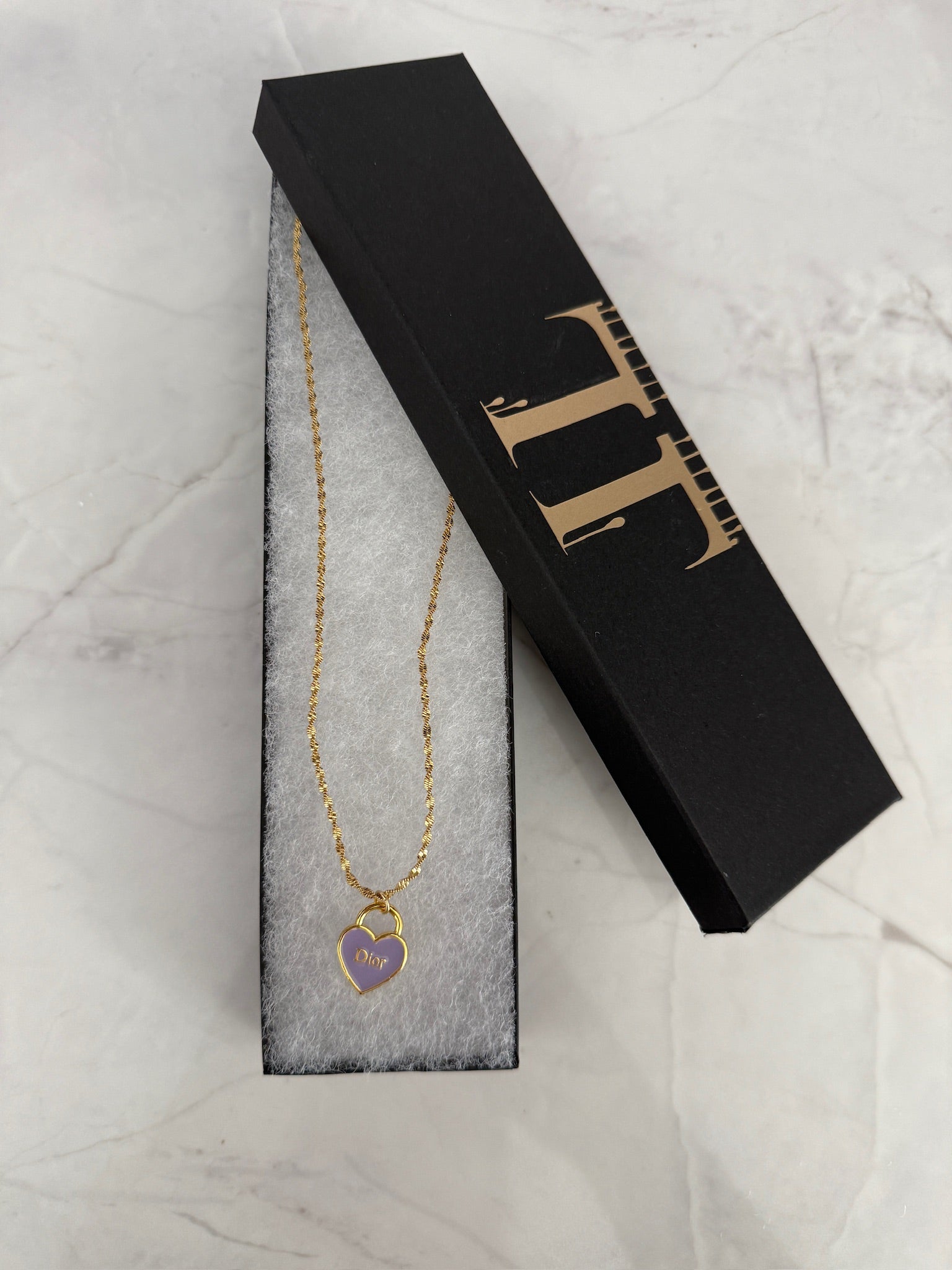 J'adore Purple Heart Charm Necklace
