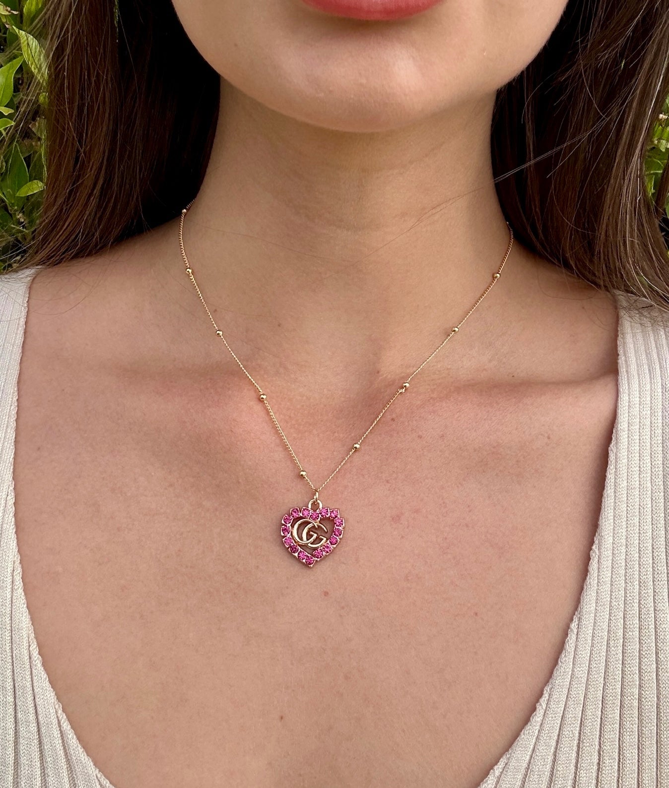Gabby Hot Pink Rhinestone Necklace