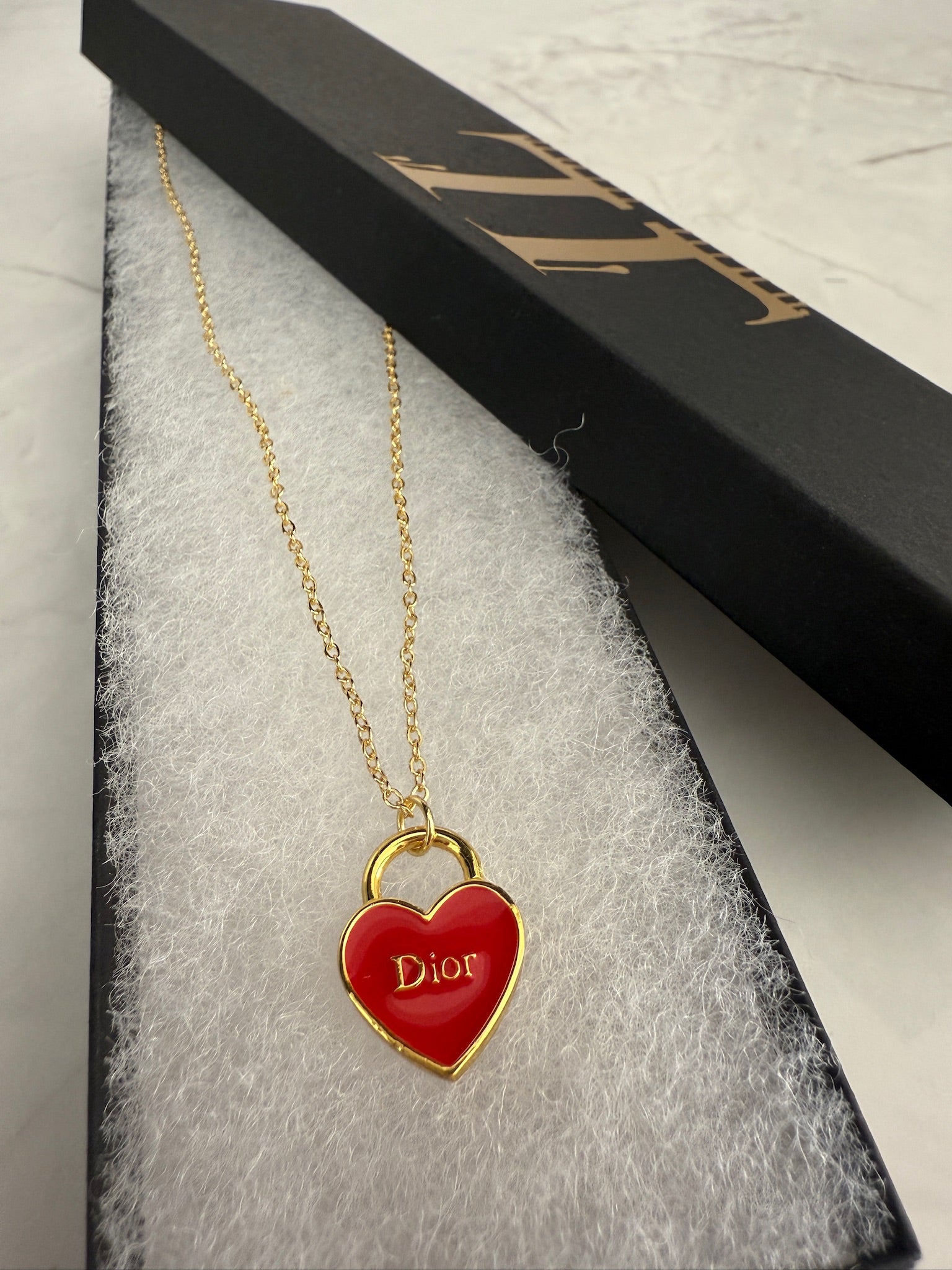 J'adore Red Heart Charm Necklace