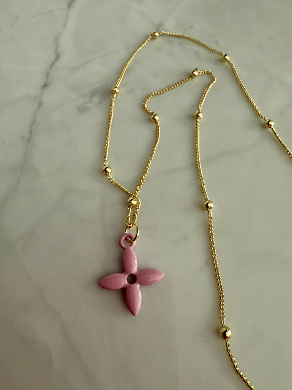Pink Flower Iconic Charm Necklace