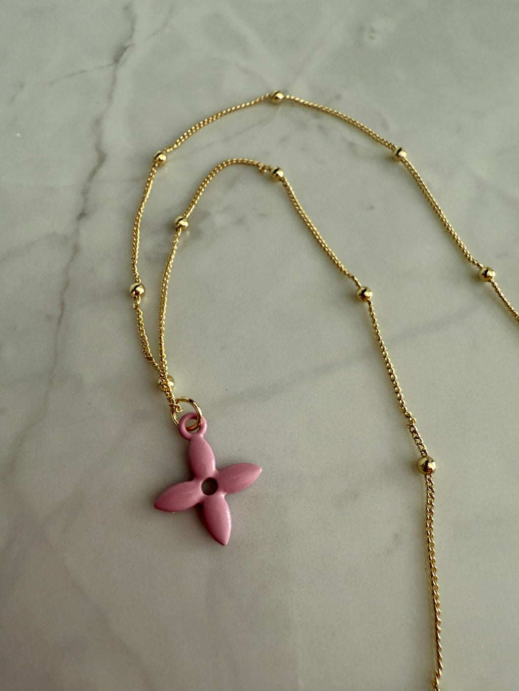 Pink Flower Iconic Charm Necklace