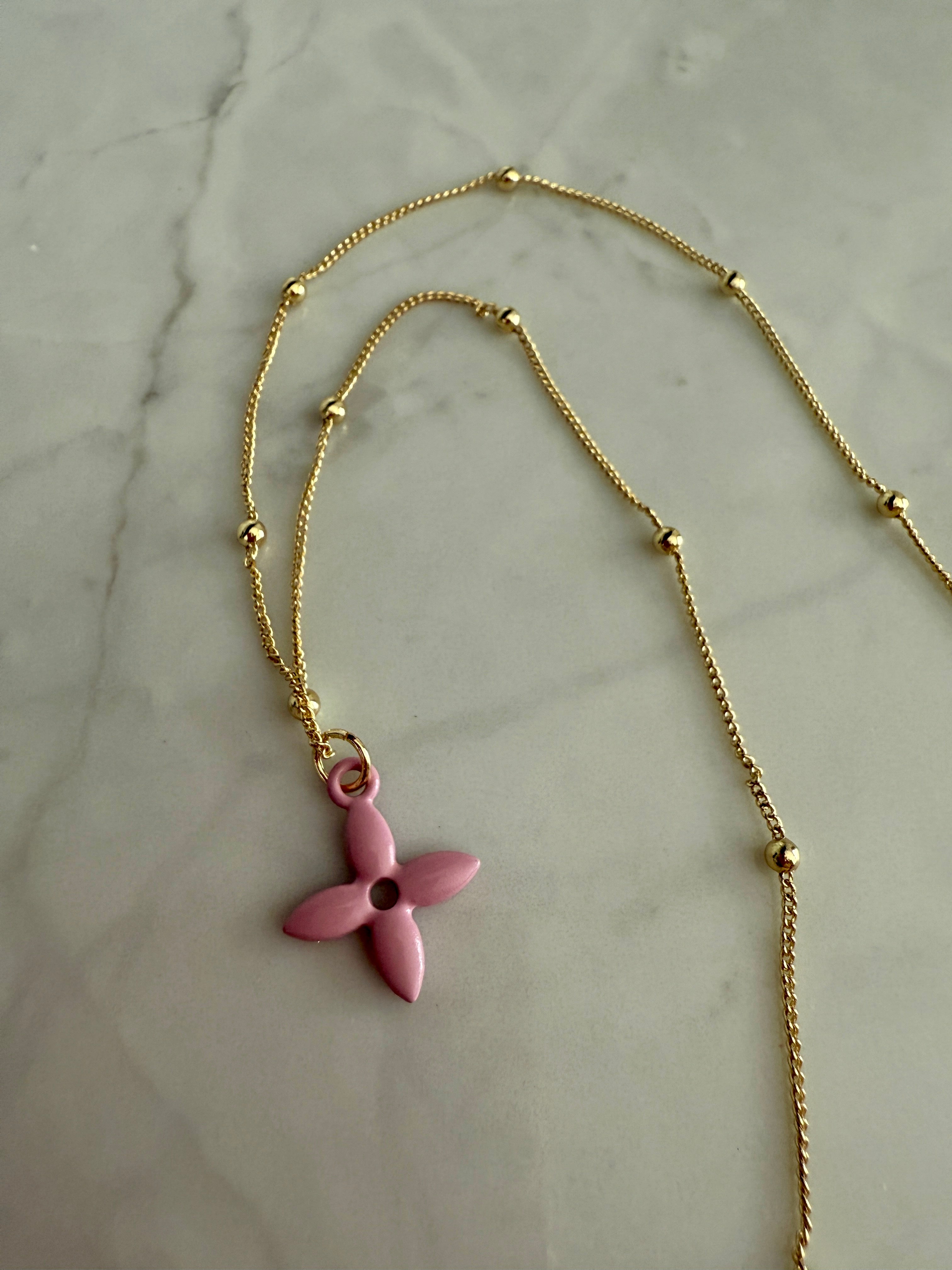 Pink Flower Iconic Charm Necklace