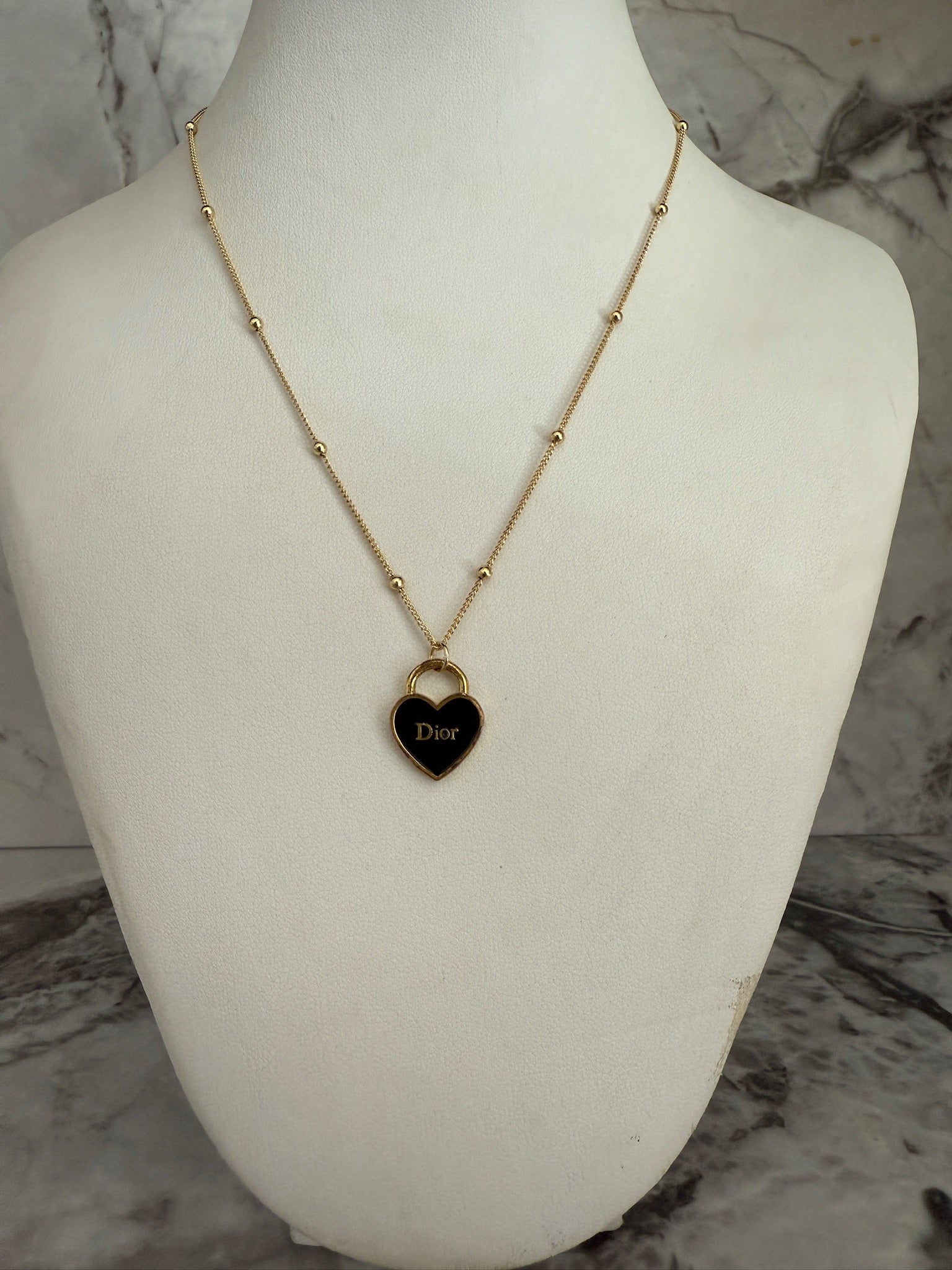J'adore Black Heart Charm Necklace