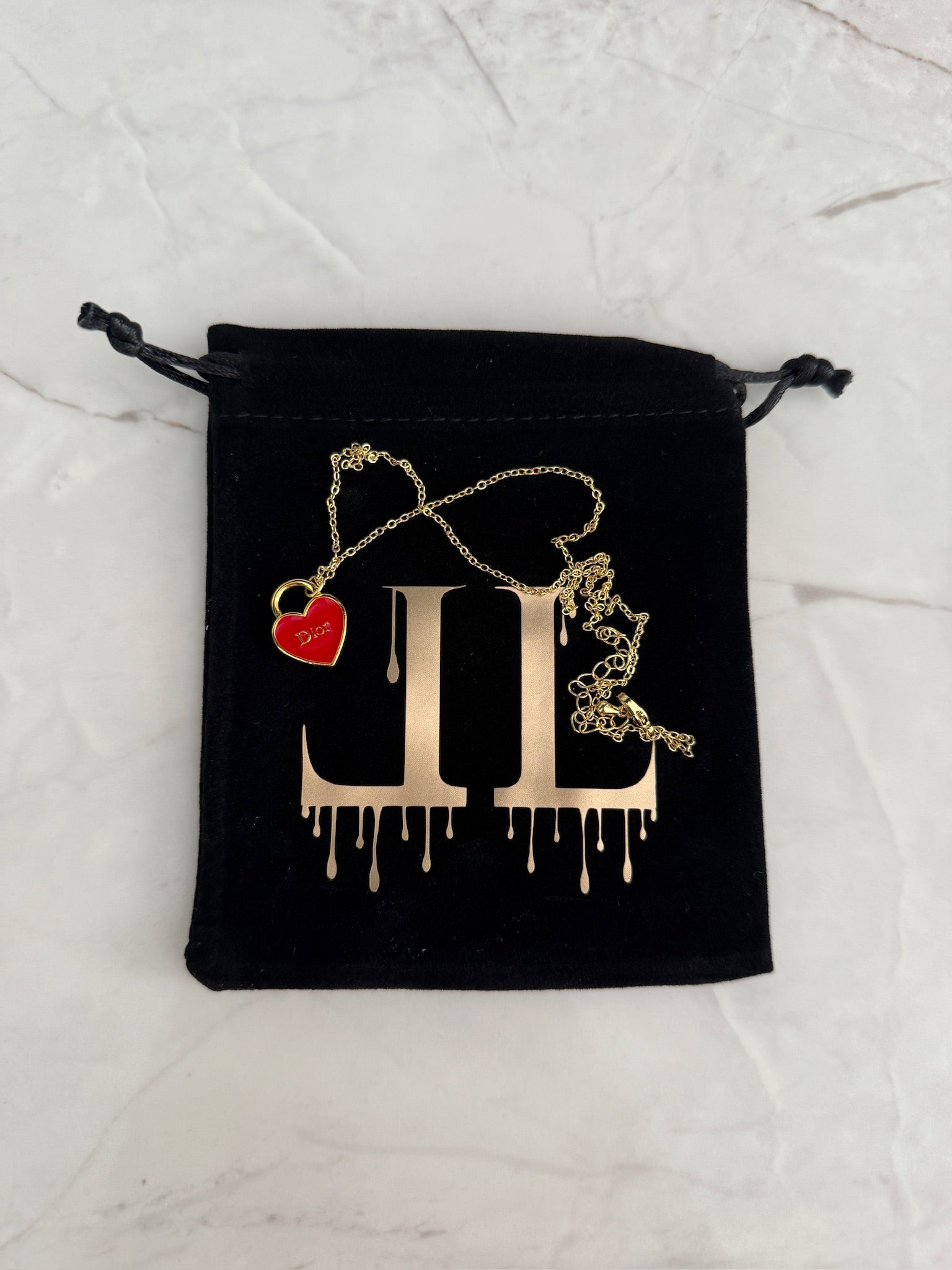J'adore Red Heart Charm Necklace