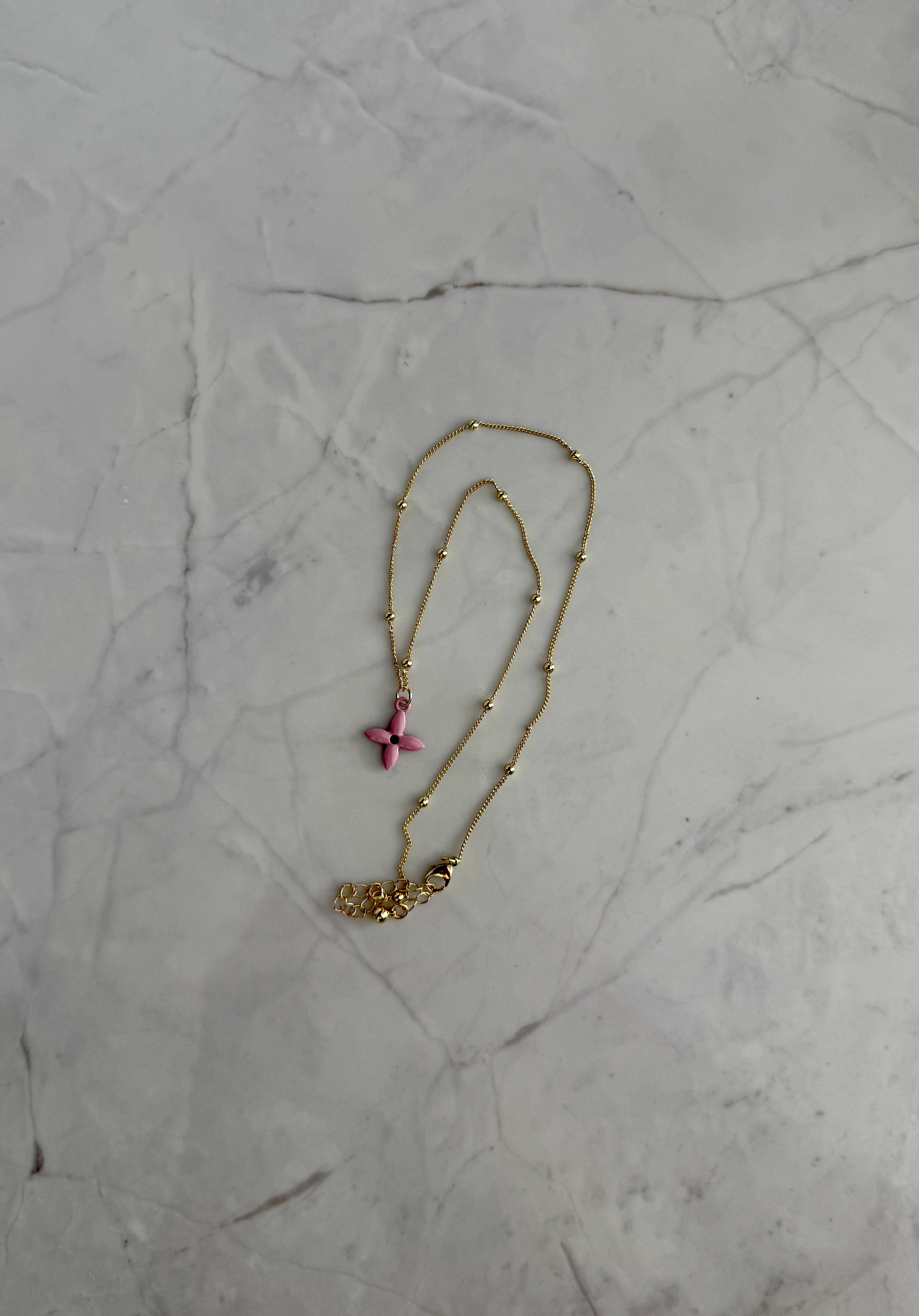 Pink Flower Iconic Charm Necklace
