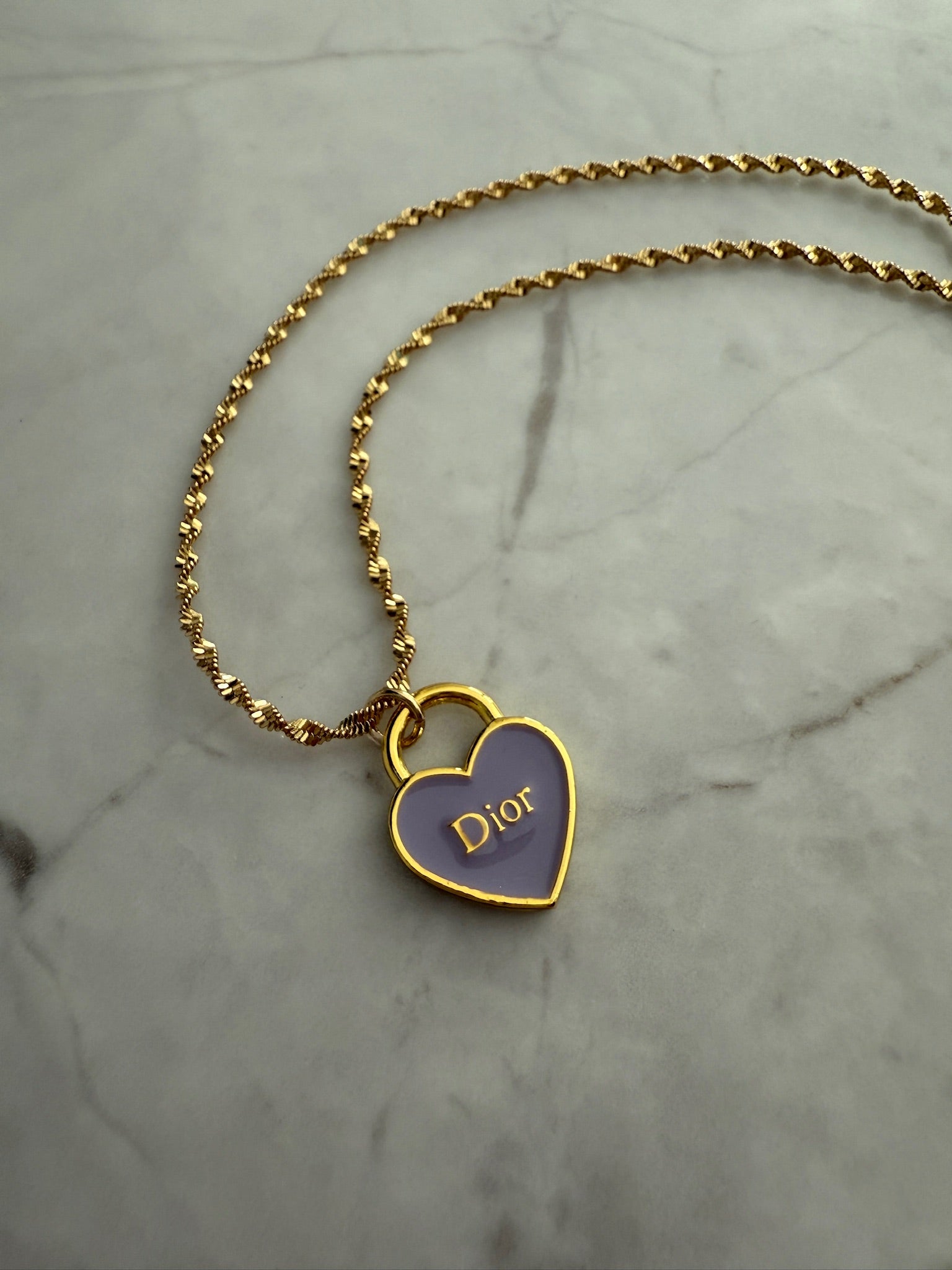 J'adore Purple Heart Charm Necklace