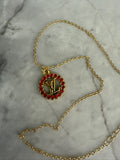 Vivi Red Rhinestone Monogram Necklace
